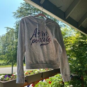 Grey and Pink Aéropostale Hoodie